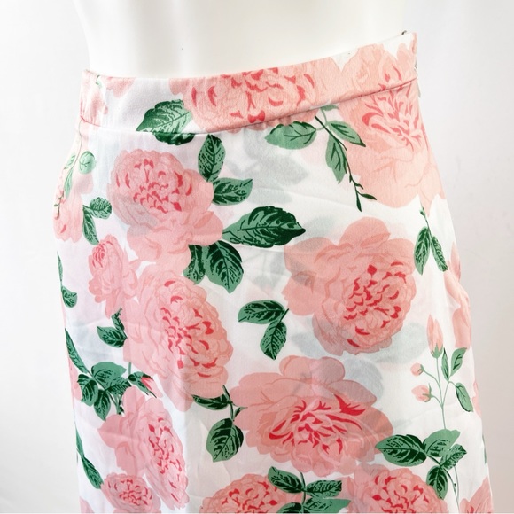 Show Me Your Mumu White Floral MOONLIGHT Midi Skirt Pink Roses Size XS - Picture 5 of 9
